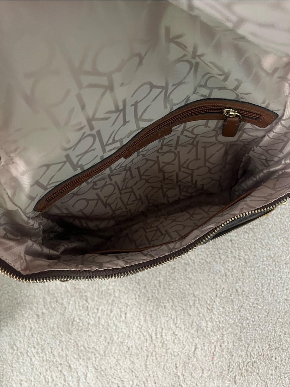 Calvin Klein Dark Brown Monogram Backpack - Picture 2 of 3